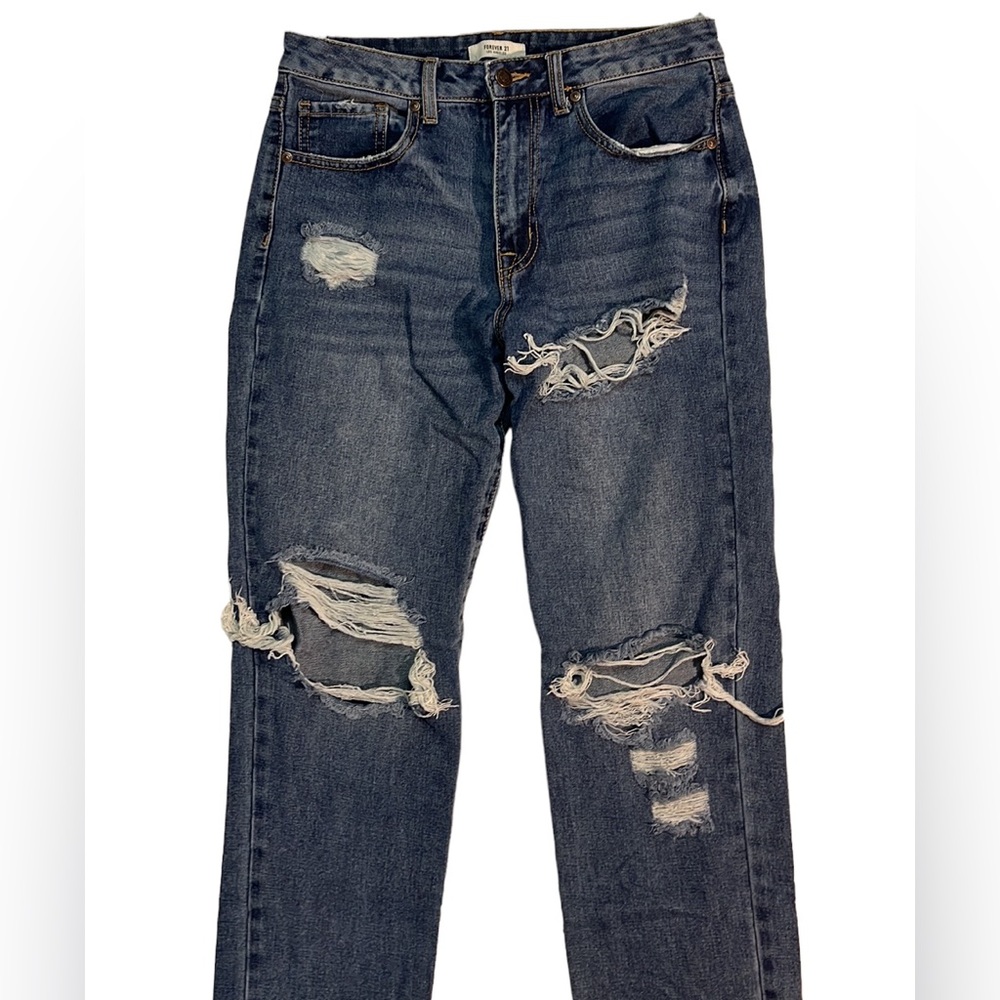 Forever 21 Straight Leg Distressed Jeans (Size 27)